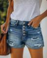 Hot sale summer woman sexy Ripped denim shorts high waist irregular - My Store