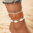 Multi Layered Gold Shell Pendant Chains Ankle Bracelet - My Store