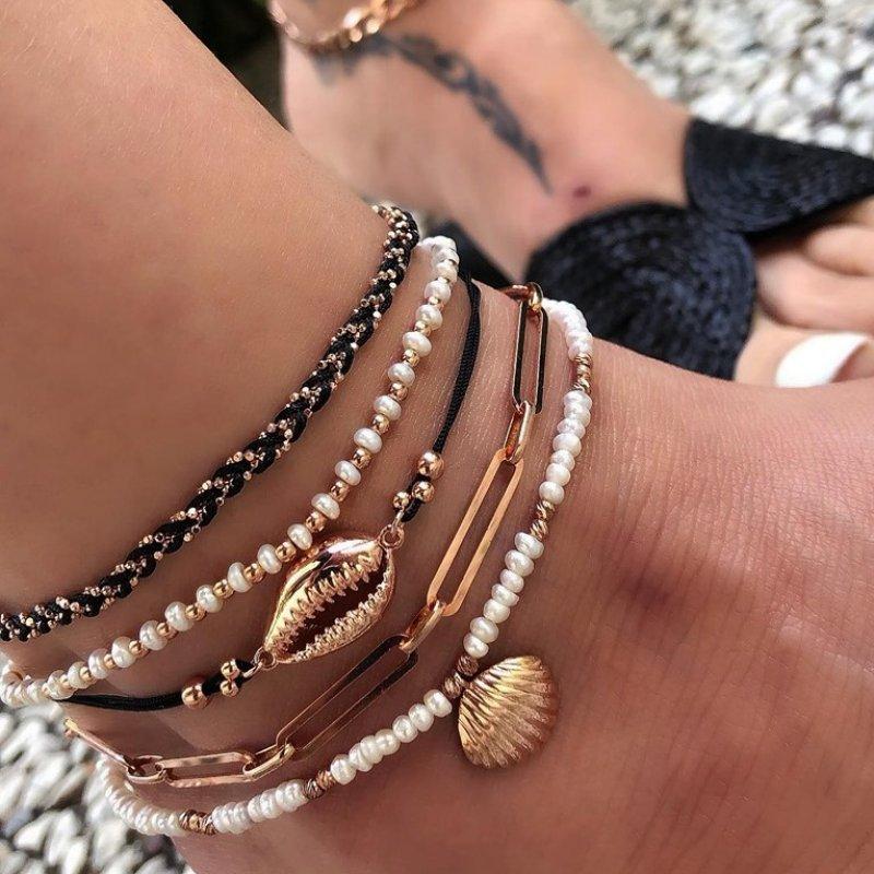 Multi Layered Gold Shell Pendant Chains Ankle Bracelet - My Store