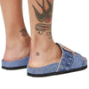 Denim Women's Cool Round Head Flat Slides Blue/Black - My Store