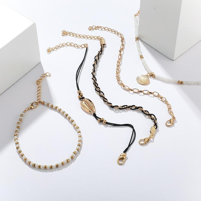 Multi Layered Gold Shell Pendant Chains Ankle Bracelet - My Store