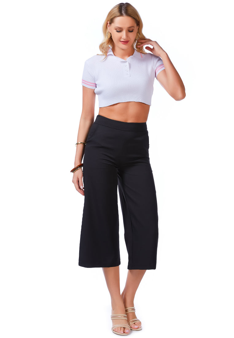 High Rise Cropped Culottes Trousers - My Store