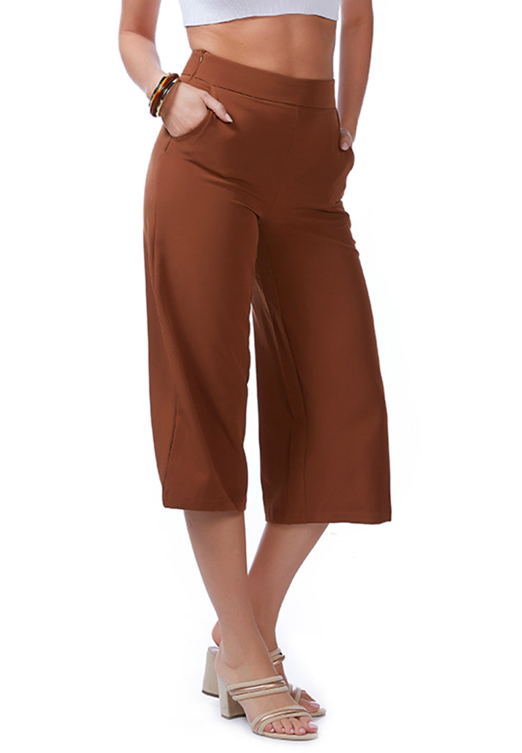 High Rise Cropped Culottes Trousers - My Store