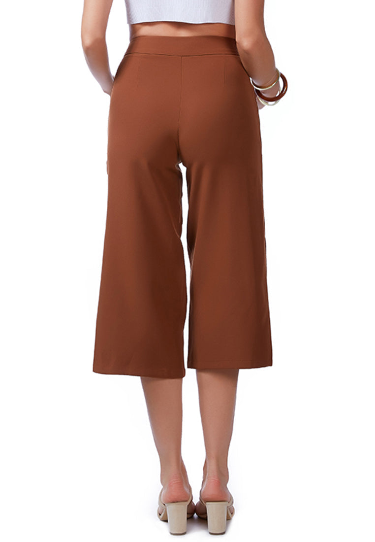 High Rise Cropped Culottes Trousers - My Store