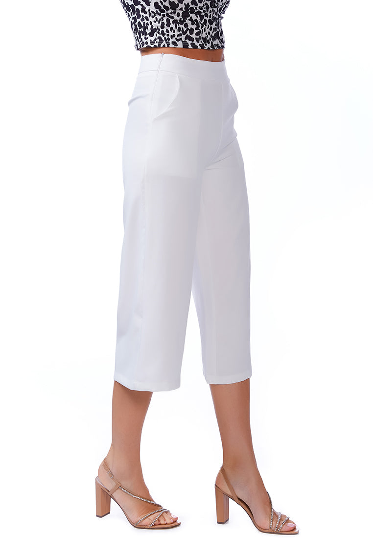 High Rise Cropped Culottes Trousers - My Store