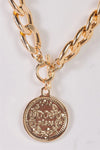 "Dos Pesos" Gold Chunky Link Chain Coin Pendant Necklace - My Store