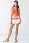 Coral Sheer Mesh Lace Sleeveless Push-Up Bustier Top - My Store