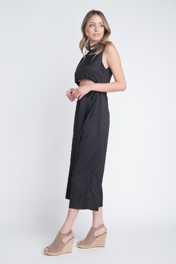 Women's Sleeveless Tie Jumpsuit with Slit - My Store