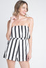 Women's Strapless Stripe Pocket Romper - My Store