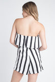 Women's Strapless Stripe Pocket Romper - My Store