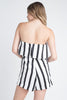 Women's Strapless Stripe Pocket Romper - My Store