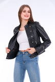 Rovigo Leather Biker Jacket - Black - My Store