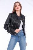 Rovigo Leather Biker Jacket - Black - My Store