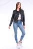 Rovigo Leather Biker Jacket - Black - My Store