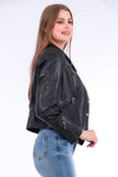 Rovigo Leather Biker Jacket - Black - My Store