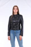 Rovigo Leather Biker Jacket - Black - My Store