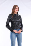 Rovigo Leather Biker Jacket - Black - My Store