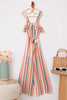 Girls Boho Striped Sleeveless Belted Ruffle Jumpsuit - My Store