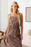 Adjustable Strap Toggle Draw String Cargo Midi Dress - My Store