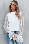 White Blouse with Contrast Lace - My Store