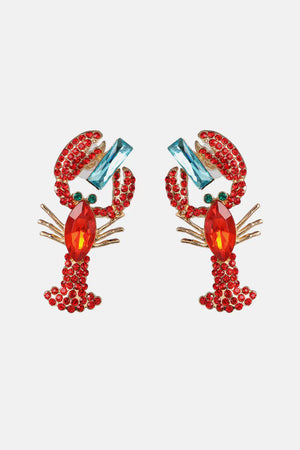 Lobster Shape Glass Stone Dangle Earrings - My Store