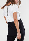 Women's Zipper Back Contrast Short Sleeve Top - My Store