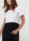 Women's Zipper Back Contrast Short Sleeve Top - My Store