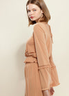 Women's Fringe Cuff Bell Sleeve Top in Apricot - My Store