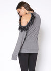 Women's One Shoulder Feather Sweatshirt - My Store