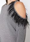 Women's One Shoulder Feather Sweatshirt - My Store