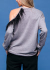 Women's One Shoulder Feather Sweatshirt - My Store