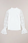 White Blouse with Contrast Lace - My Store