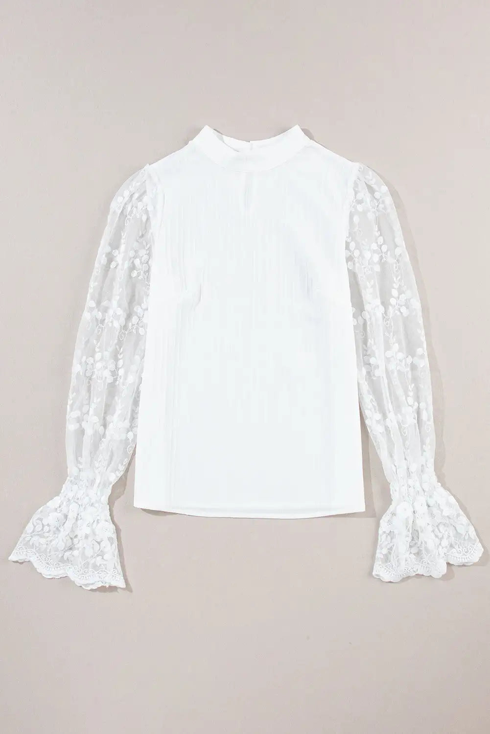 White Blouse with Contrast Lace - My Store