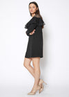 Lace Trim Sweatshirt Dress In Black - My Store