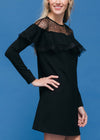 Lace Trim Sweatshirt Dress In Black - My Store