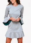 Bell Sleeve Shift Dress In Heather Grey - My Store