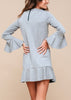 Bell Sleeve Shift Dress In Heather Grey - My Store