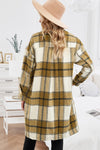 Khaki Long Flannel Plaid Shirt - My Store