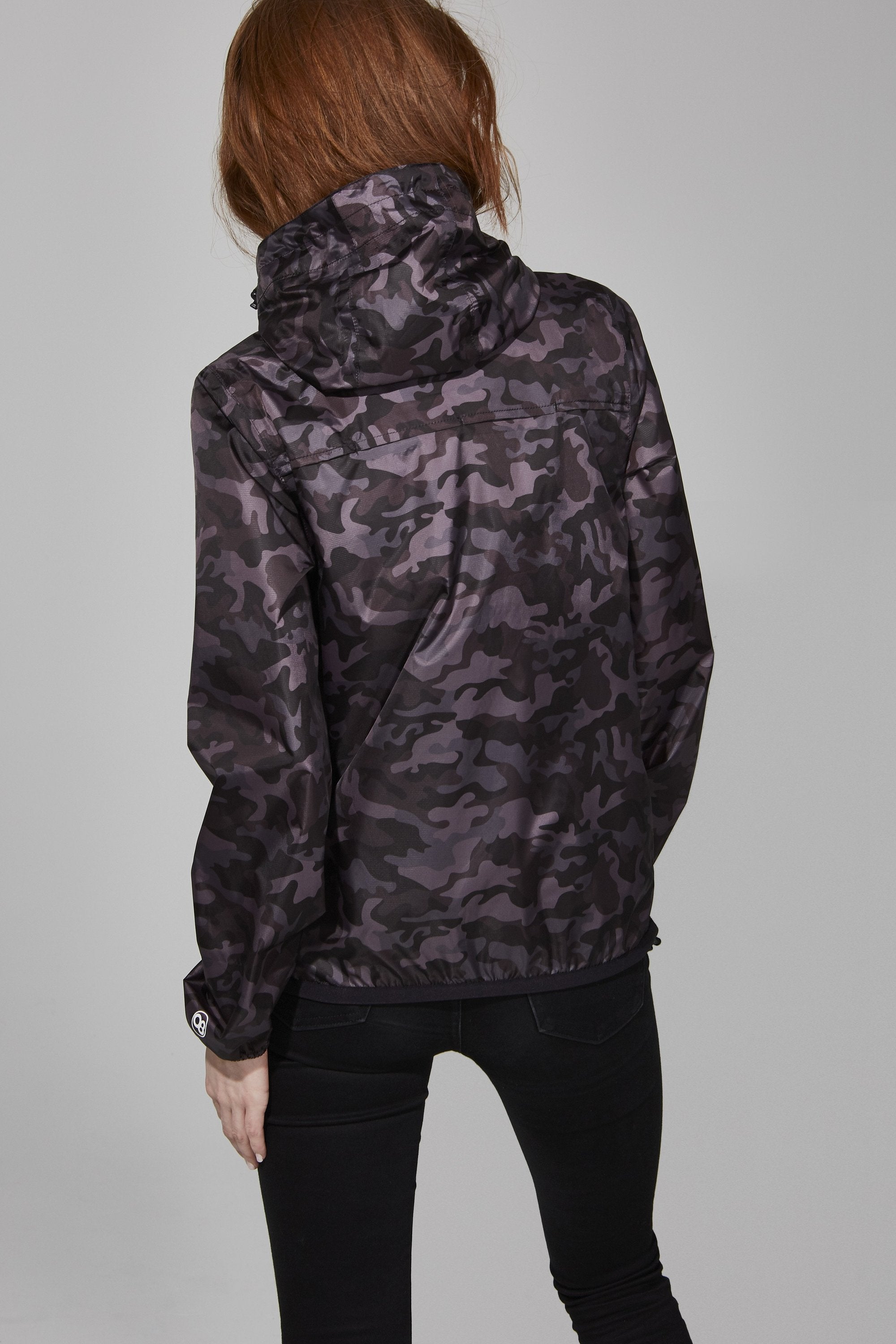 Women's black Camo Full Zip Packable Rain Jacket and windbreaker - My Store