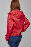 Women's red full zip packable rain jacket and windbreaker - My Store