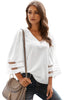 White Flare Sleeve V Neck Loose Women's Chiffon Blouse - My Store