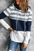 White Color Block Classic Pullover Drawstring Hoodie For Women - My Store