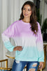 Casual Purple Color Block Tie Dye Pullover Sweatshirt - My Store