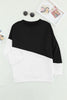 Black White Patchwork Dropped Shoulder Sleeve Sweatshirt - My Store