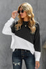 Black White Patchwork Dropped Shoulder Sleeve Sweatshirt - My Store