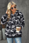 Winter Women's Gray Camo Print Warm Furry Pullover Hoodie - My Store