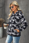 Winter Women's Gray Camo Print Warm Furry Pullover Hoodie - My Store