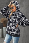 Winter Women's Gray Camo Print Warm Furry Pullover Hoodie - My Store