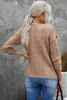 Khaki Ruffled Buttoned Open Front V Neck Knitted Sweater - My Store