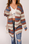 Blue Striped Knit Cardigan - My Store